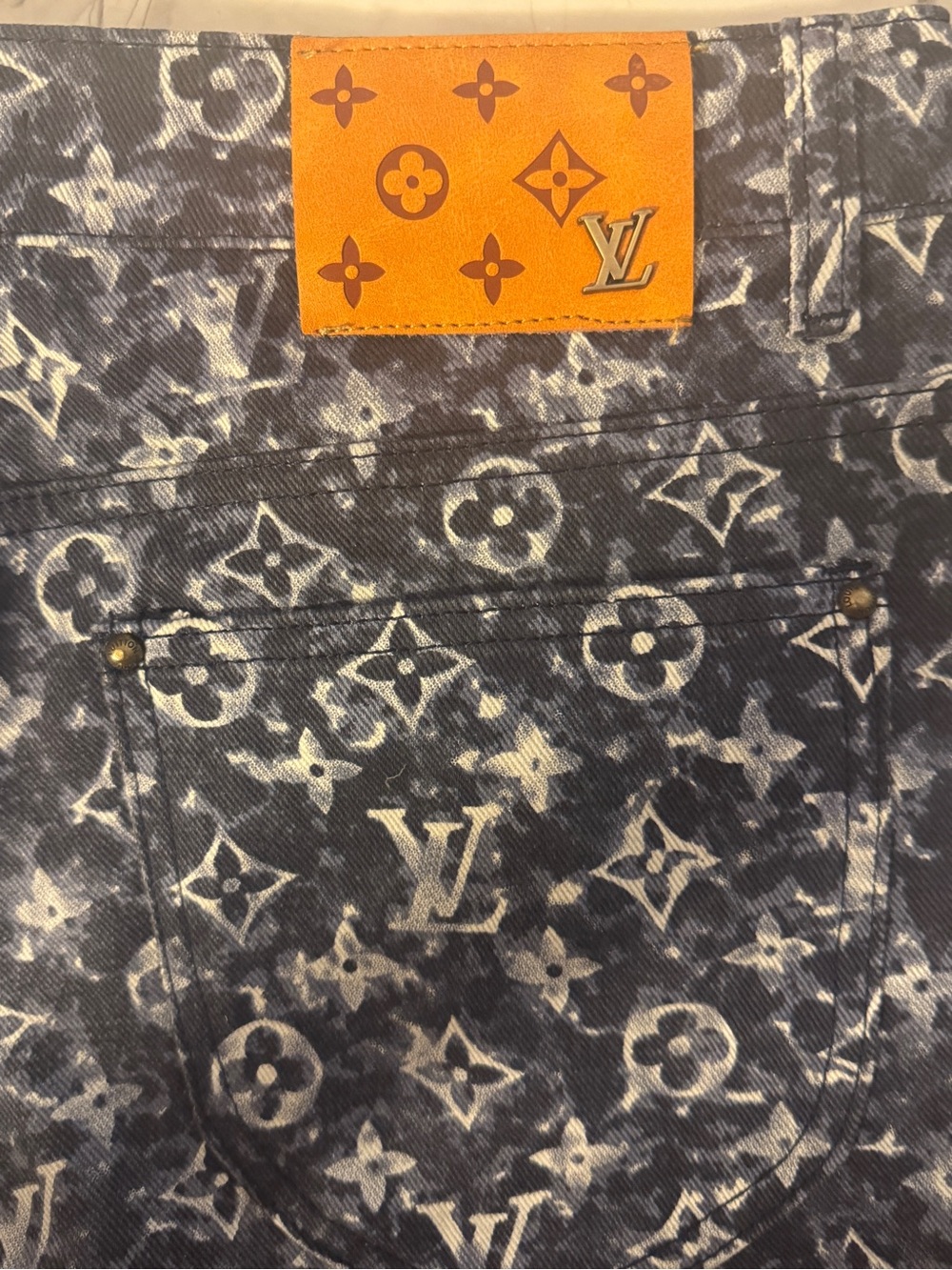 Louis Vuitton Black and White Monogram Print Jeans - Picture 3 of 4